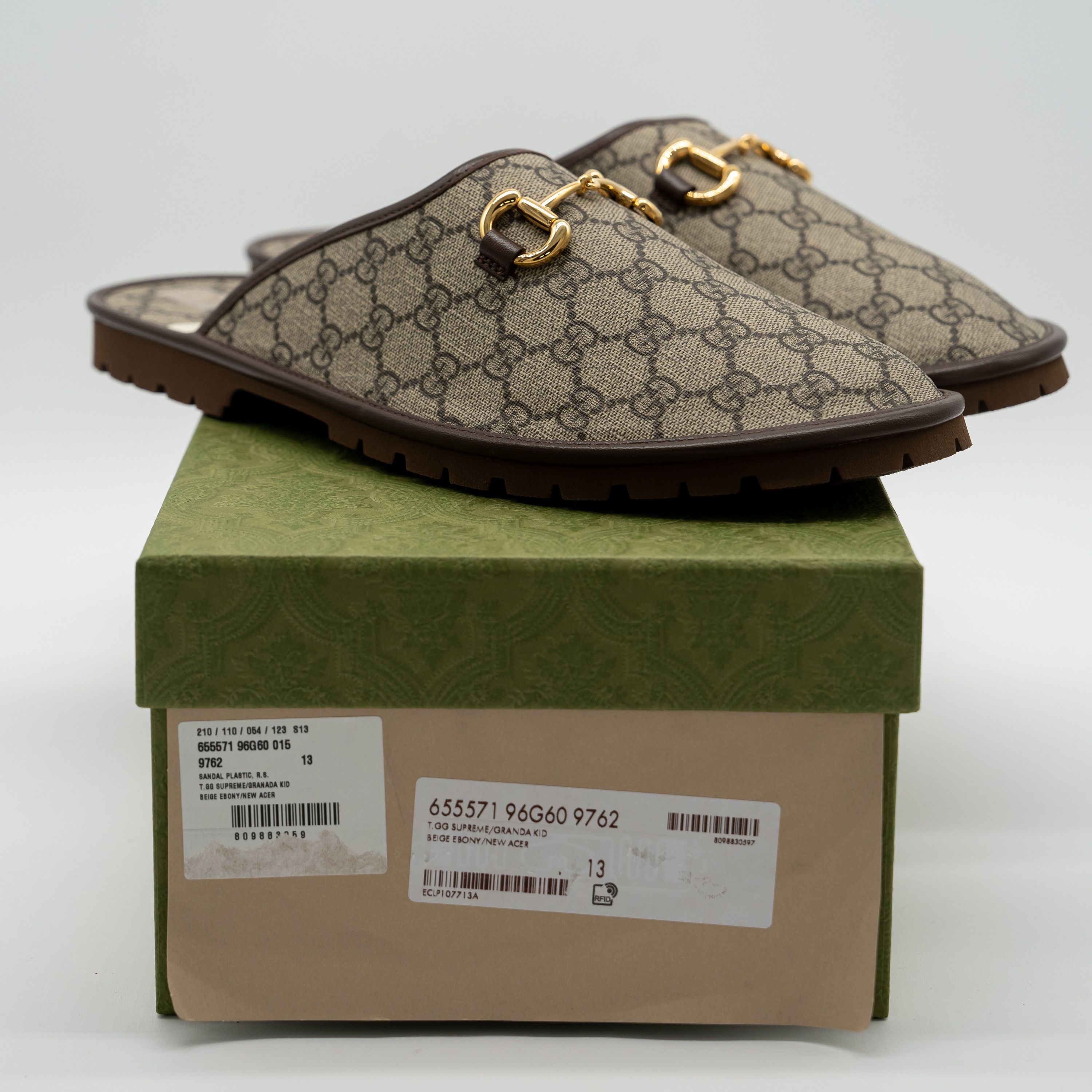 Gucci Gucci Horsebit GG Mule Slippers Canvas Beige Brown Size US 13 / EU 46 - 10 Thumbnail