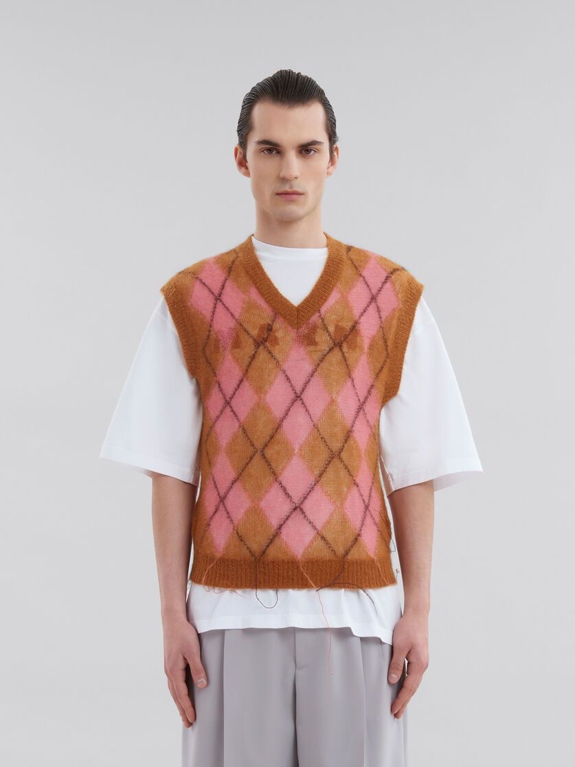 o1w1db11125 V-Neck Vest in Brown/Pink