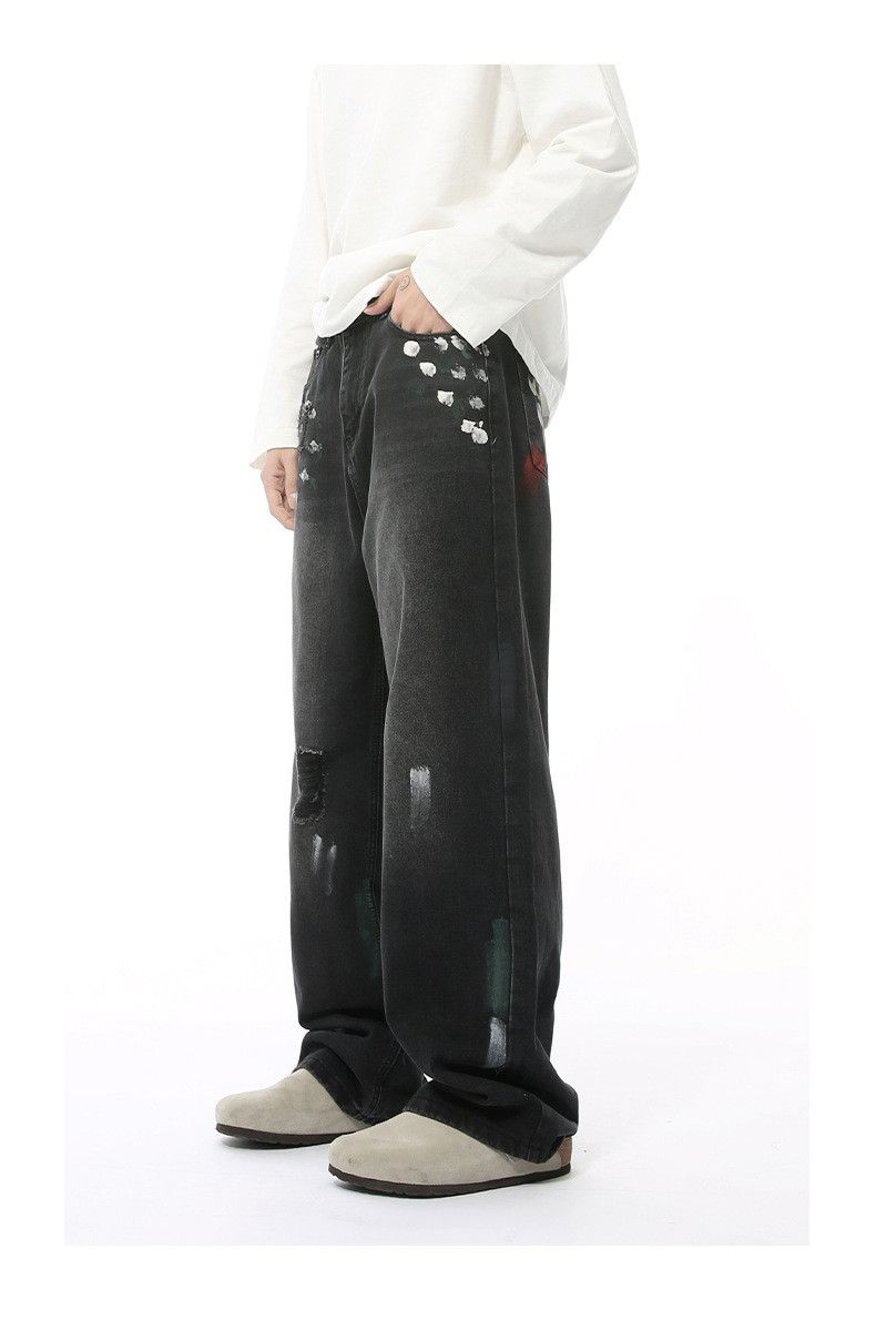 Japanese Brand × Jean Fashion irregular graffiti washed vintage jeans Size US 32 / EU 48 - 4 Thumbnail