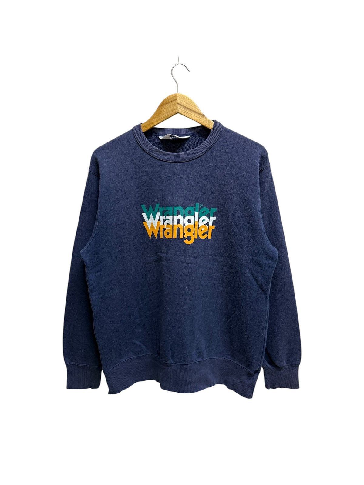 Wrangler Sun faded🔥Vintage Wrangler Biglogo Crewneck Sweatshirt Size US M / EU 48-50 / 2 - 1 Thumbnail