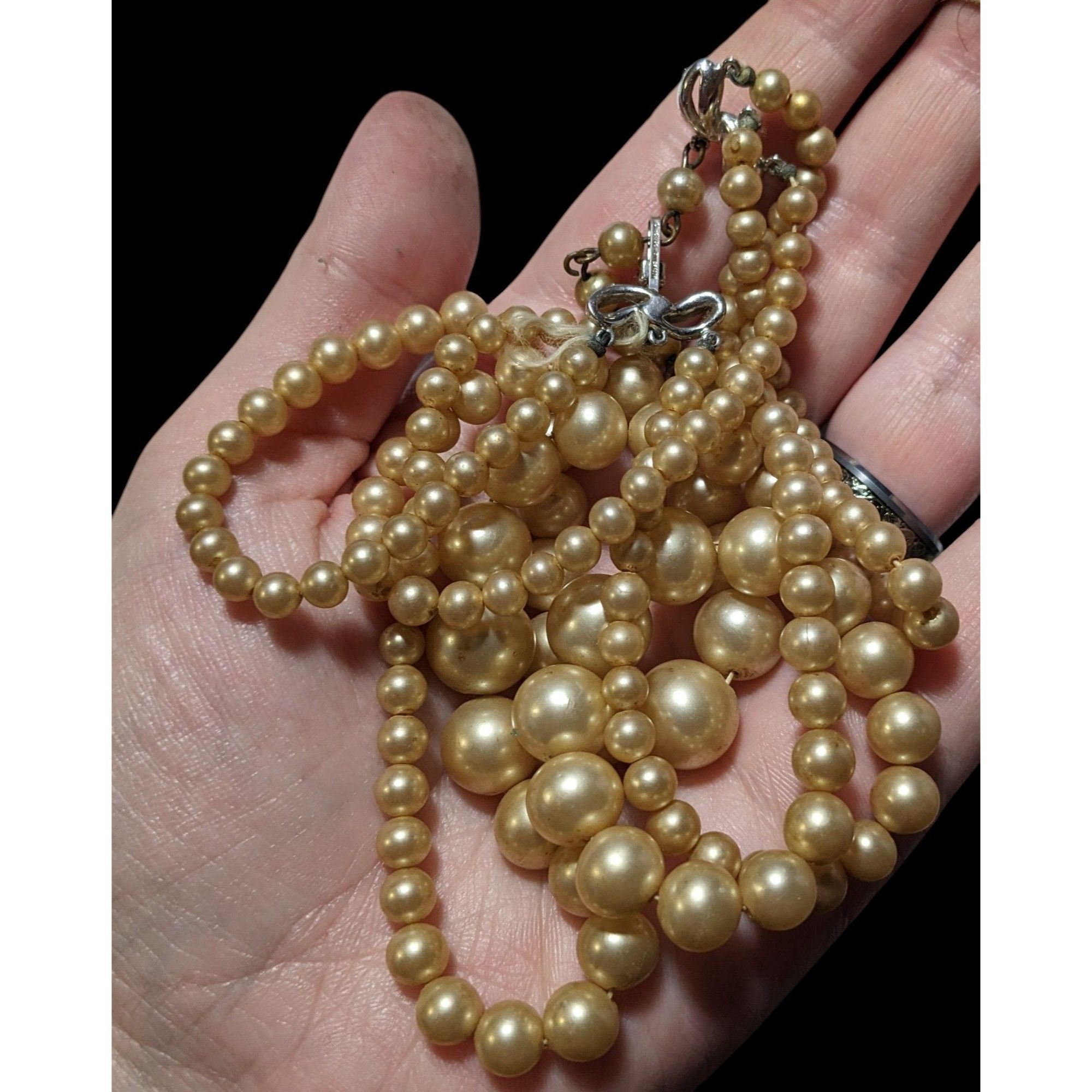 Other Vintage Marvella Triple Layer Gold Tone Faux Pearl Necklace Size ONE SIZE - 5 Thumbnail