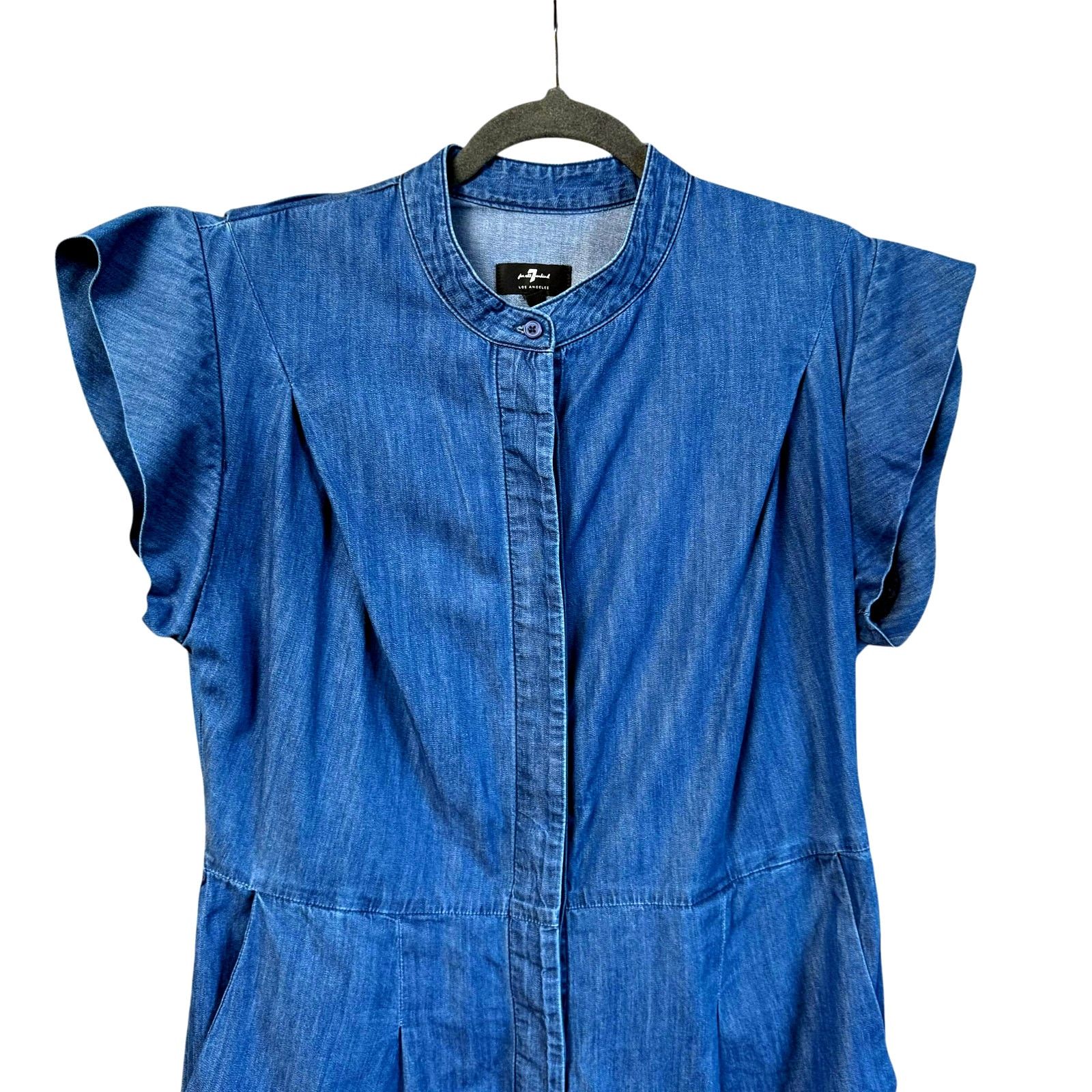 7 For All Mankind 7 For All Mankind Sleeveless Button Up Jumpsuit One Piece XL Size 38" / US 16 / IT 52 - 2 Thumbnail