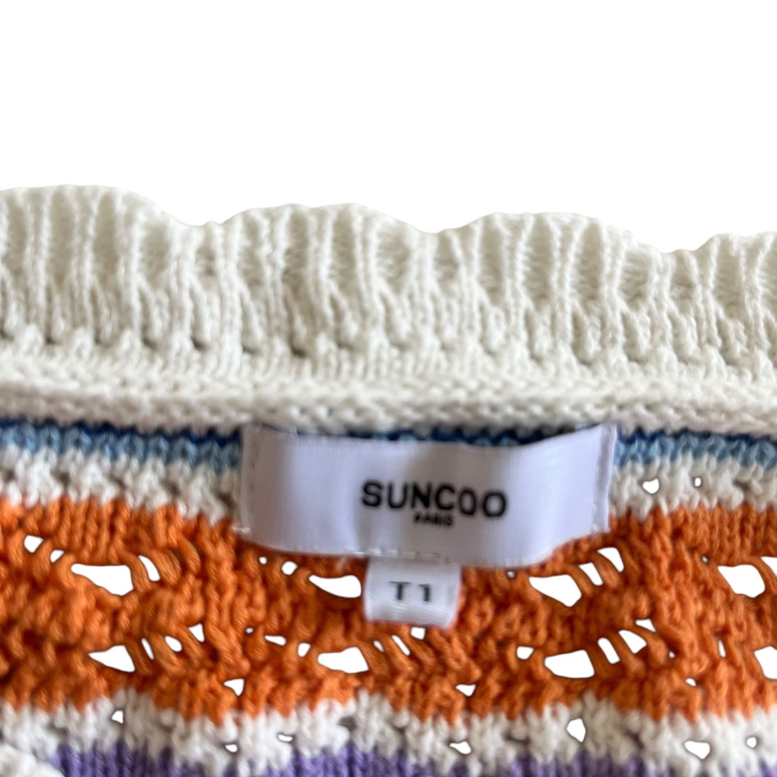Other Suncoo Panaca Multicolor Striped Knit Puff Sleeve Sweater Size S / US 4 / IT 40 - 3 Thumbnail