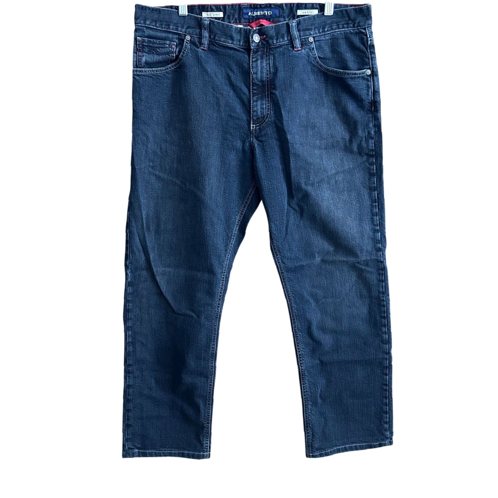 Vintage Alberto Jeans Blue Denim Stone Modern Fit Stretch 38x34 5-Pocket Bootcut Denim Mens Size US 37 - 2 Thumbnail