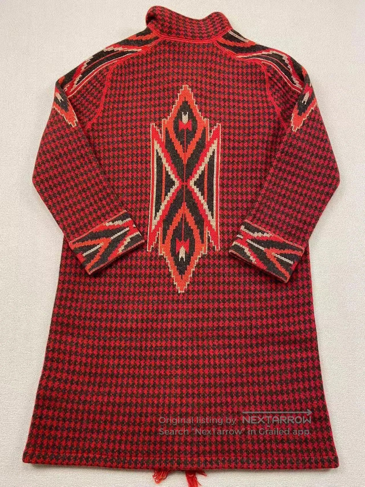 RRL Ralph Lauren Ralph Lauren RRL Red Houndstooth Knit Cardigan. Size M / US 6-8 / IT 42-44 - 2 Thumbnail
