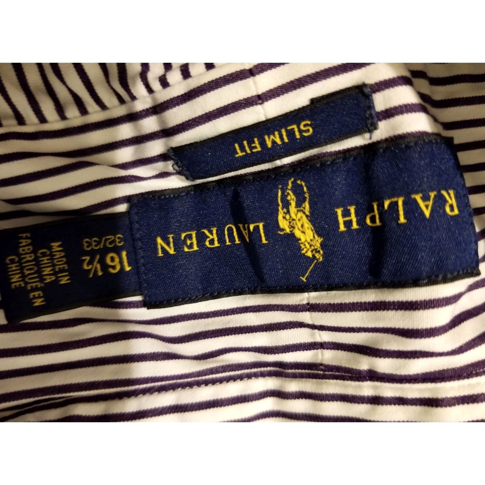 Polo Ralph Lauren VINTAGE Polo Ralph Lauren Shirt Mens Button-Up 16.5 32/33 Slim Purple Cotton Long Sleeve Womens? Size 46R - 3 Thumbnail