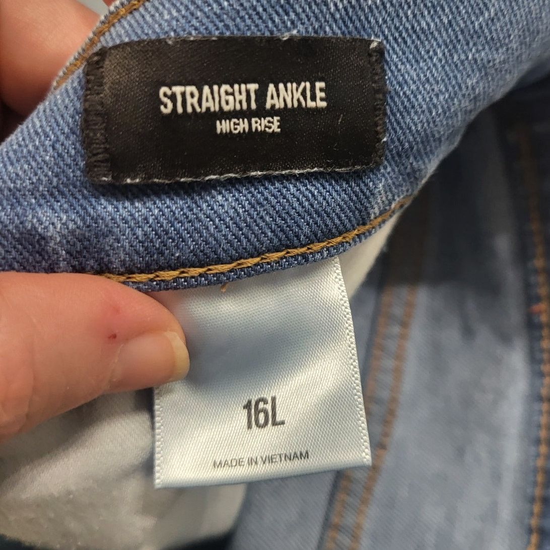 Express Express Light Wash Straight Ankle High Rise Jeans - Sz 16L Size 38" / US 16 / IT 52 - 4 Thumbnail