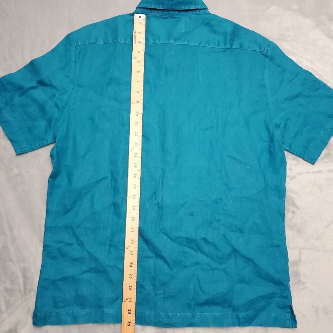 Cubavera VINTAGE Salma Shirt Mens XL Teal Blue Cubavera 100% Linen Retro Guayabera Shirt Mens XL Blue Casual Pockets 1960s Mens Size US XL / EU 56 / 4 - 5 Thumbnail