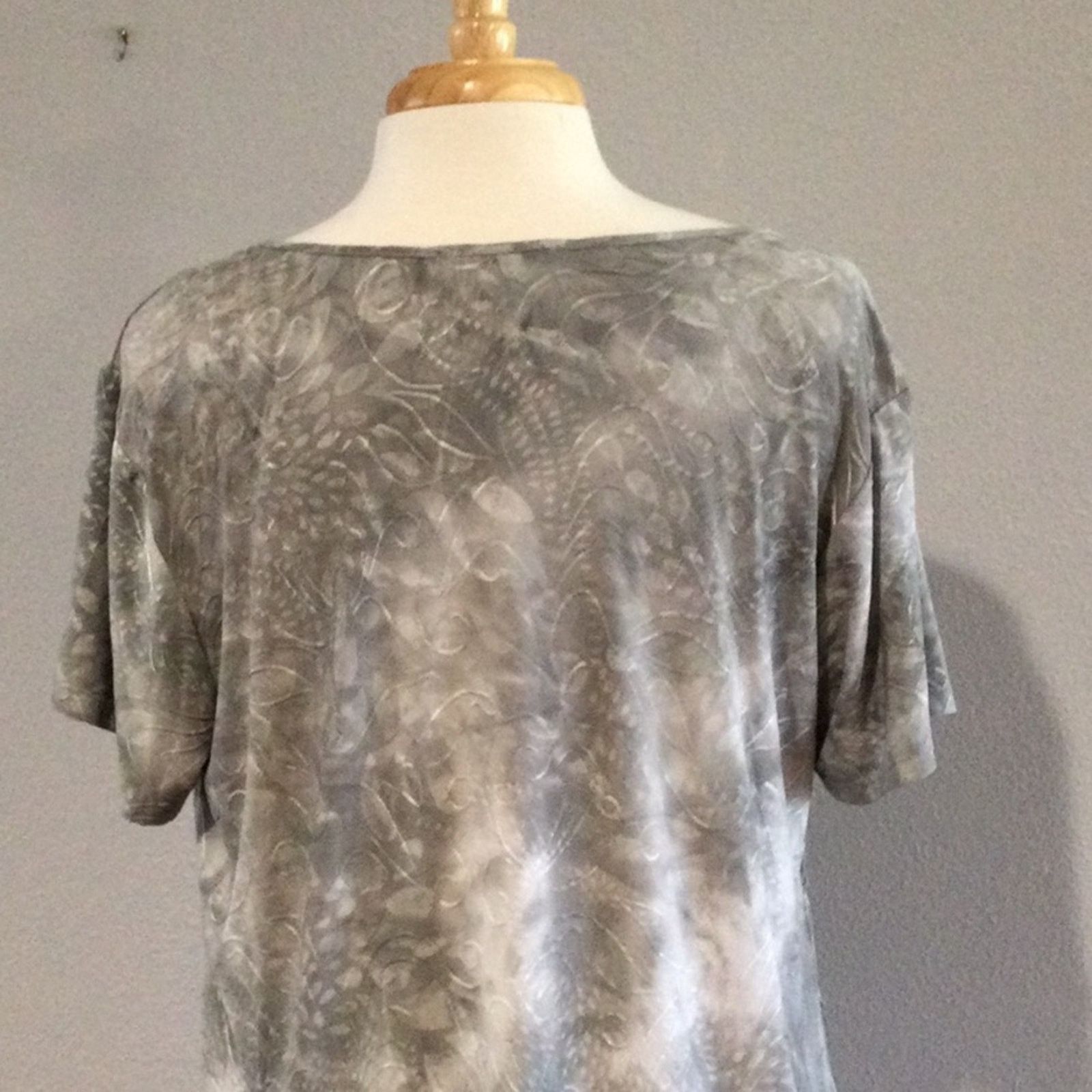 Vintage Sami & Jo Plus Gray & White Asymmetrical Women's Top Size 1X Size XL / US 12-14 / IT 48-50 - 11 Thumbnail