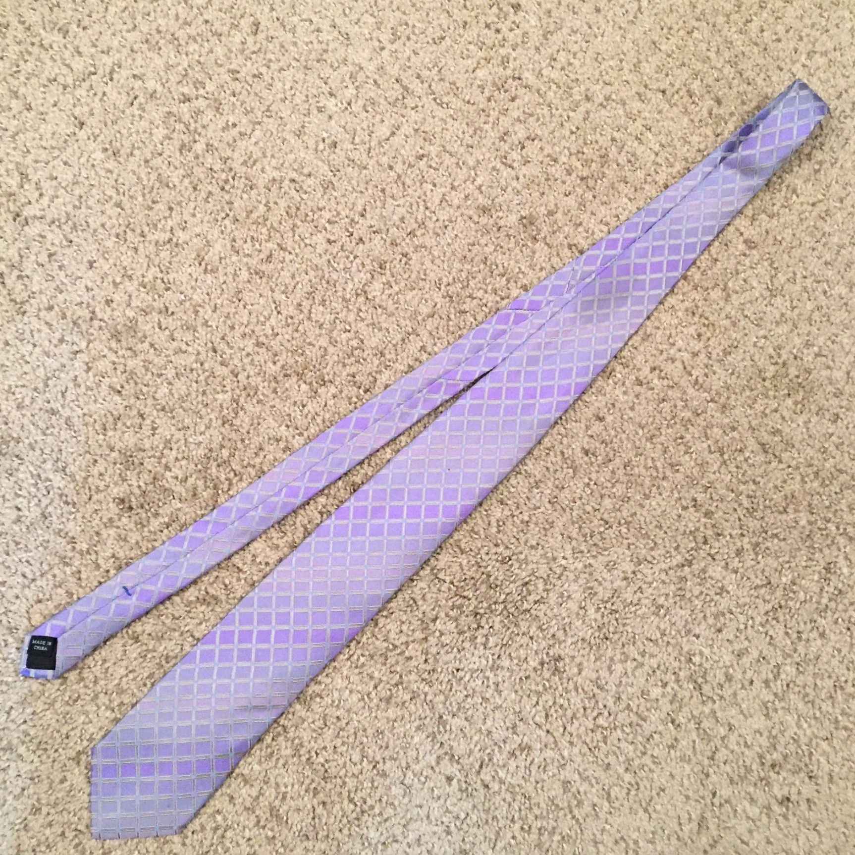 Kenneth Cole Kenneth Cole Reaction Purple Check 100% Silk Neck Tie Size ONE SIZE - 2 Thumbnail