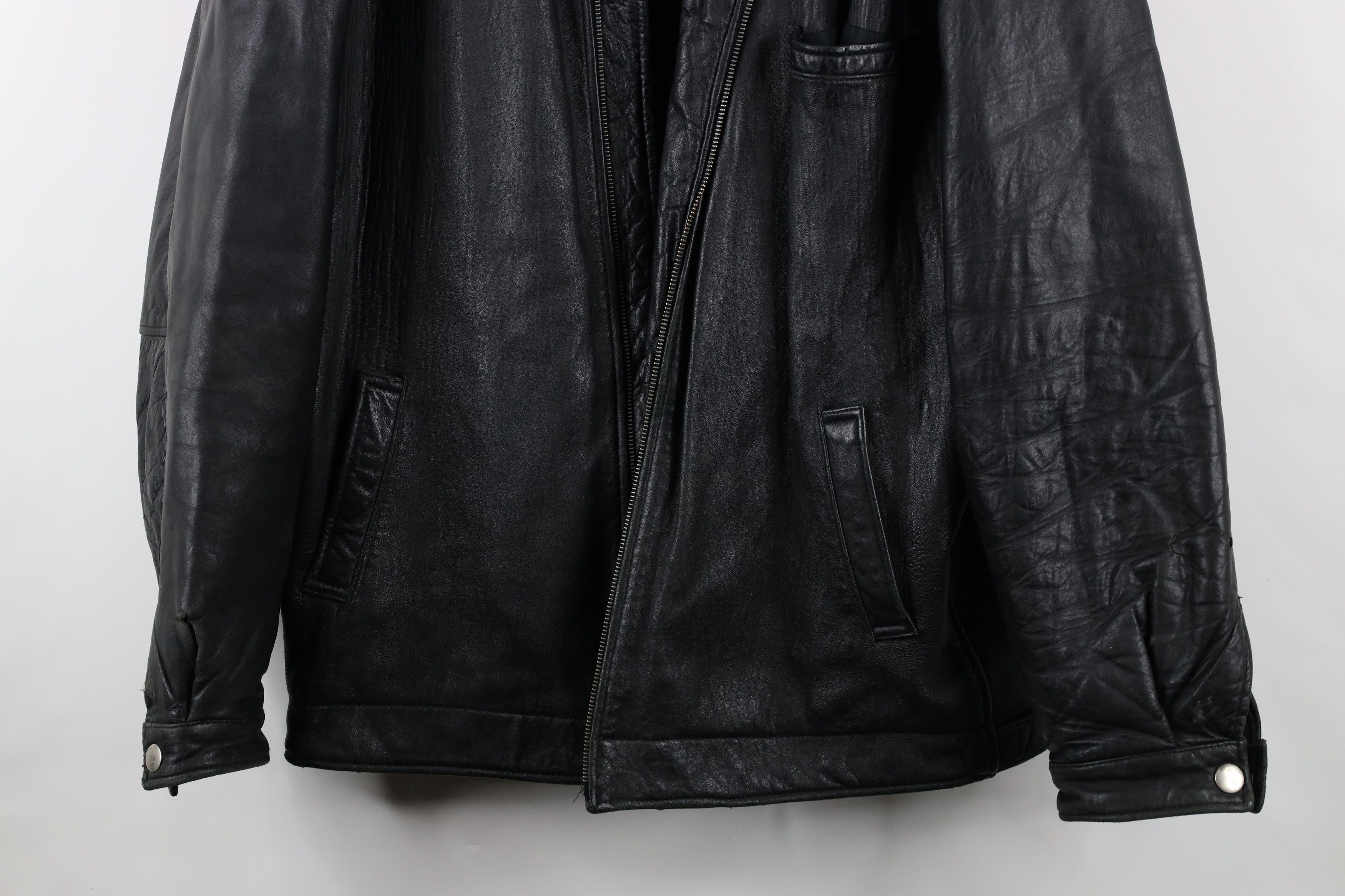 Vintage Vintage 90s Streetwear Quilted Leather Jacket Black AS IS Size US XXL / EU 58 / 5 - 3 Thumbnail