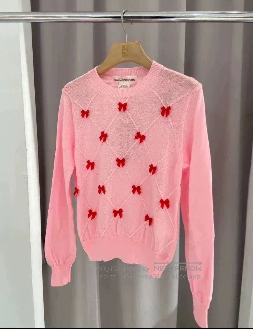 Comme des Garcons COMME des GARÇONS Pink Bow Knit Sweater. Size US XS / EU 42 / 0 - 1 Thumbnail