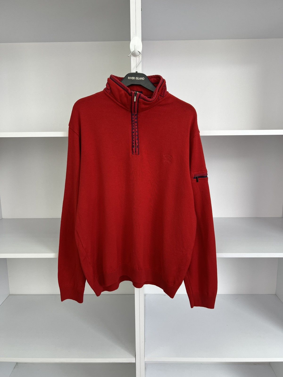 Paul & Shark × Vintage Vintage Paul Shark Red Knit 1/3 Zip Sweater Size US XXL / EU 58 / 5 - 2 Thumbnail