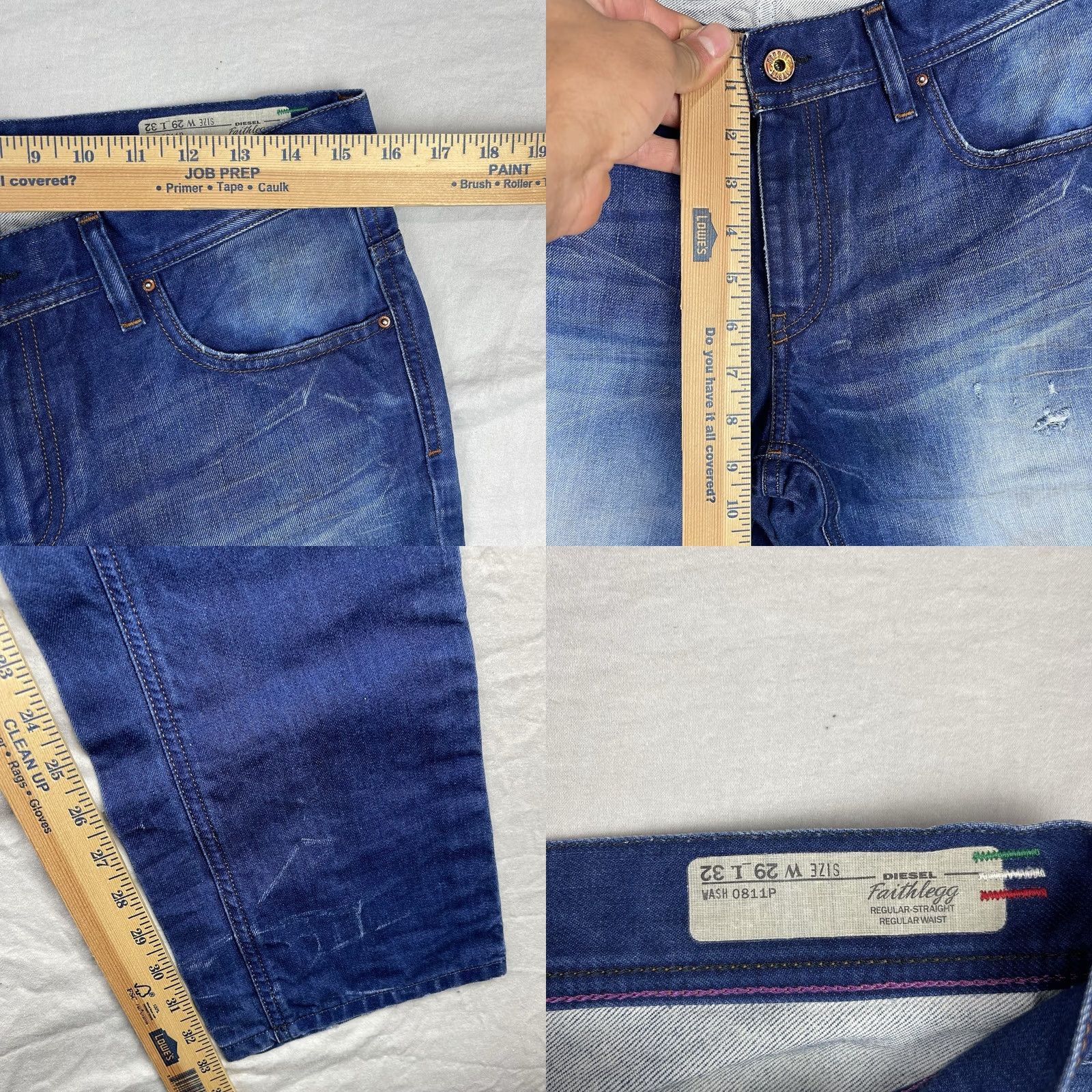 Diesel Diesel Jeans 29X32 Faithlegg Regular Straight Denim 0811P Womens Jeans Blue 5-Pocket Logo Zipper Embroidered Comfort Stretch Size 29" - 8 Thumbnail