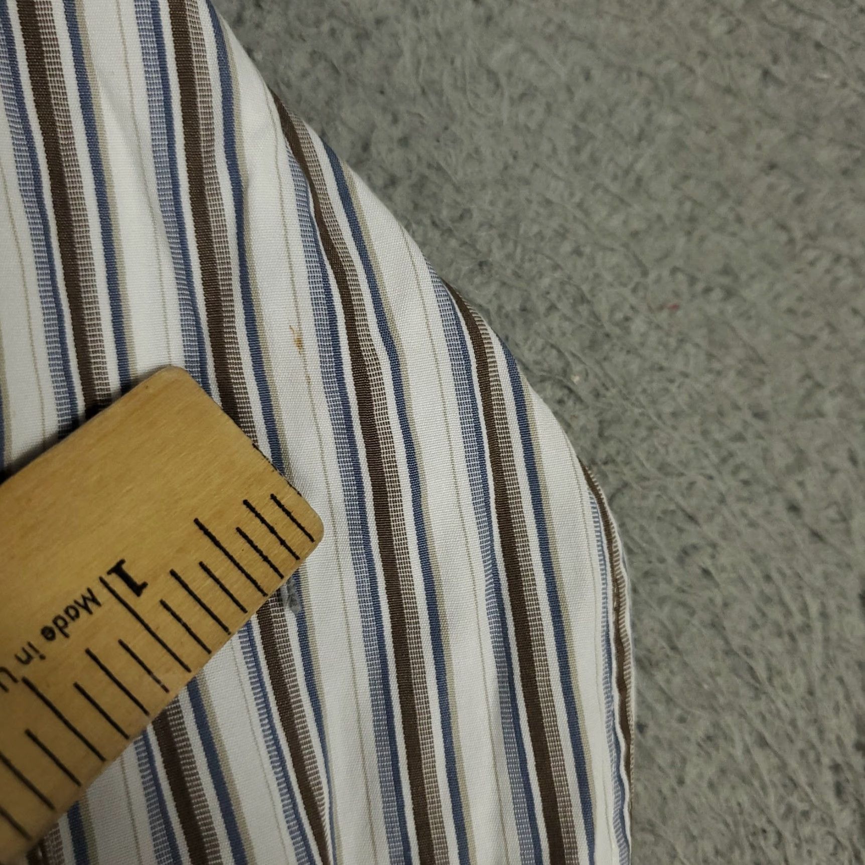 Faconnable Façonnable Shirt XL Mens Blue Brown Striped Button-Up Long Sleeve Casual Business, Preppy, Classic, Regular Fit Size US XL / EU 56 / 4 - 4 Thumbnail