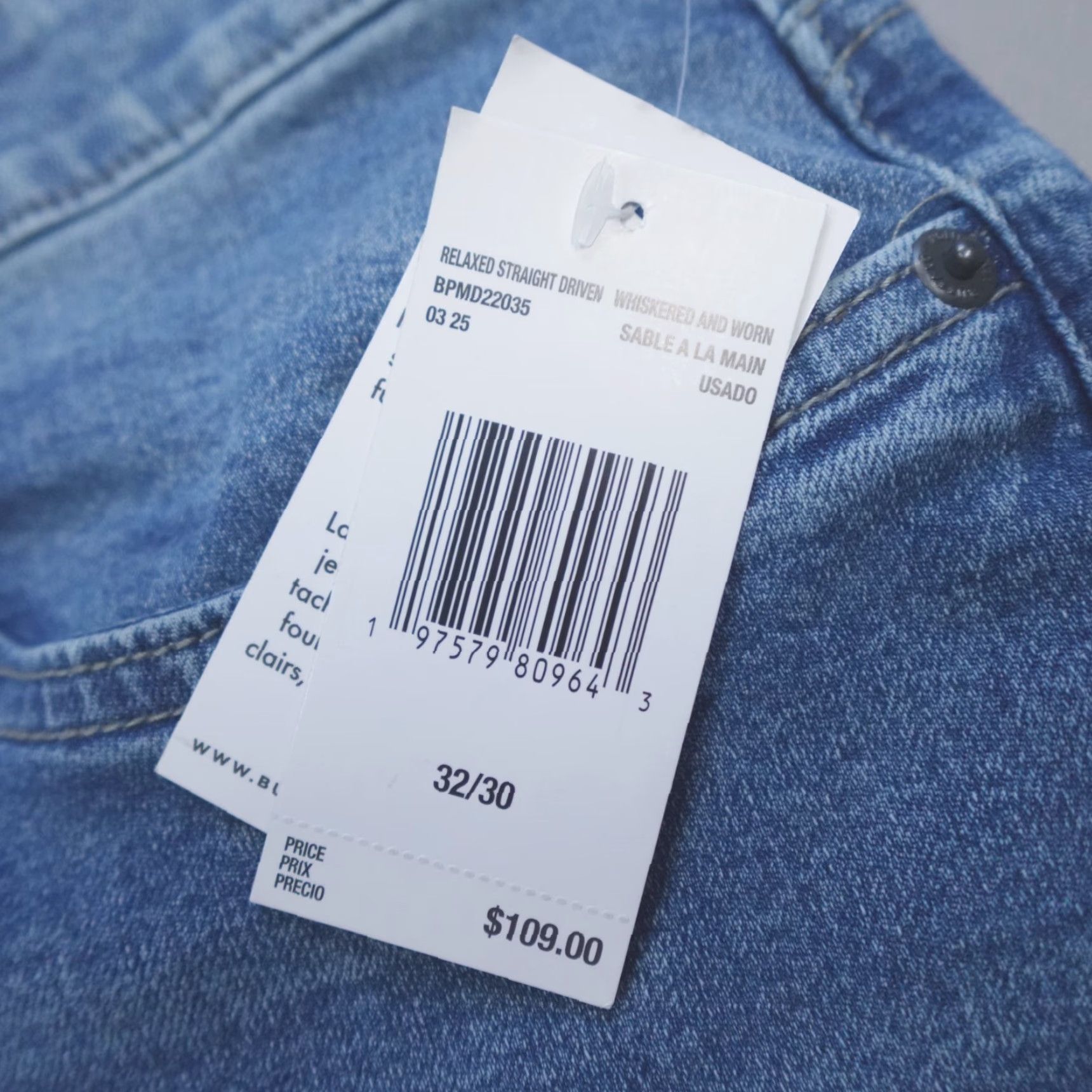 Buffalo David Bitton Buffalo David Bitton Jeans Driven Relaxed Straight Men 32x30 Blue Denim 5-Pocket Baggy Stretch Modern Casual Mens Straight Jeans Size US 34 / EU 50 - 2 Thumbnail