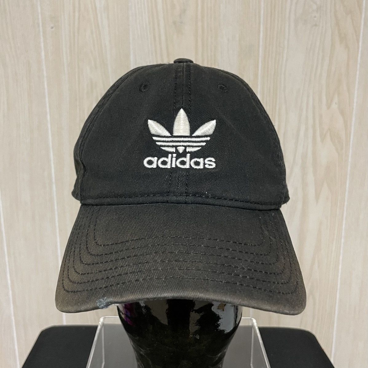 Adidas Adidas Strapback Black Trefoil Logo Adjustable Mens Hat Size ONE SIZE - 1 Thumbnail