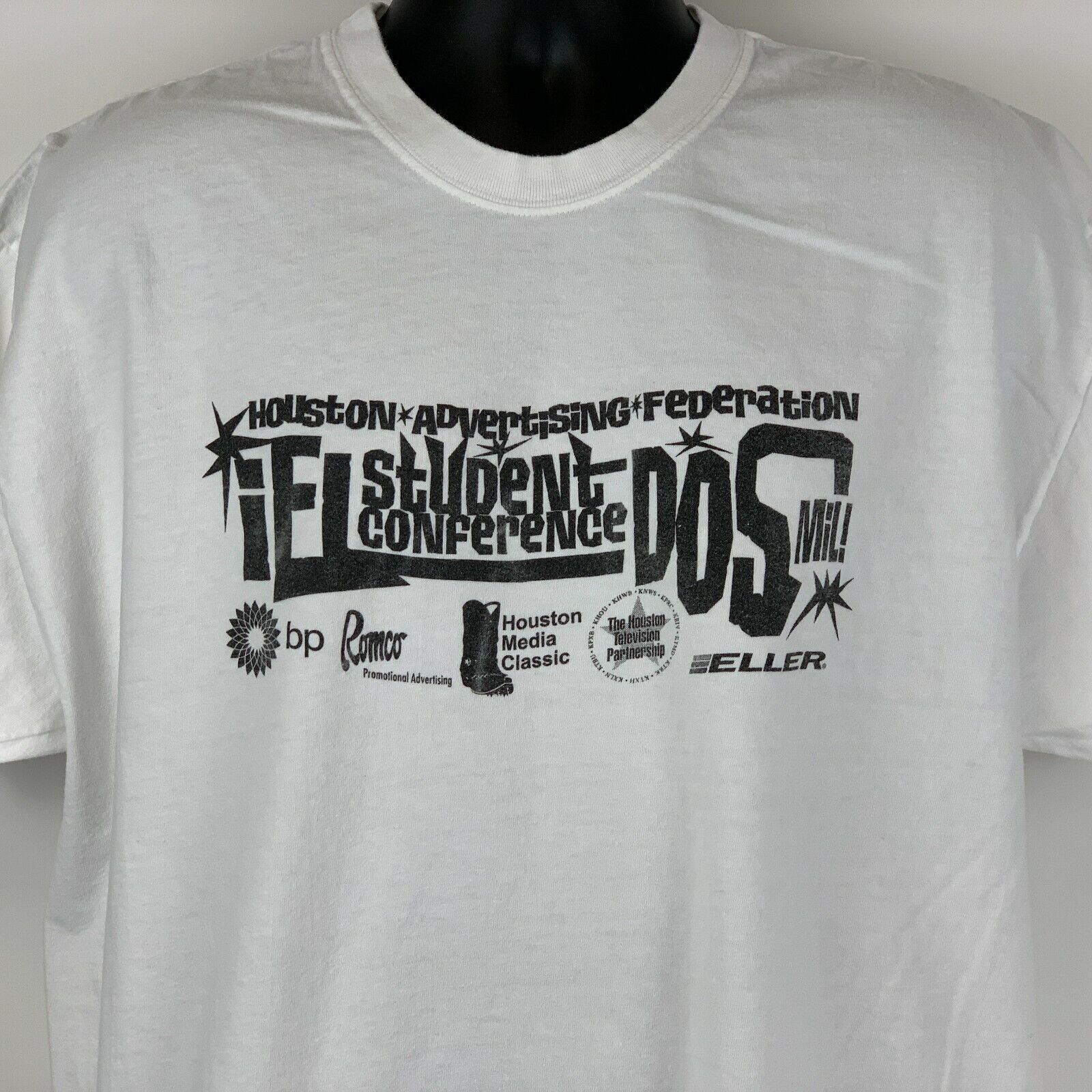Hanes Vintage Y2Ks Houston Advertising Federation T Shirt White XL Size US XL / EU 56 / 4 - 7 Thumbnail
