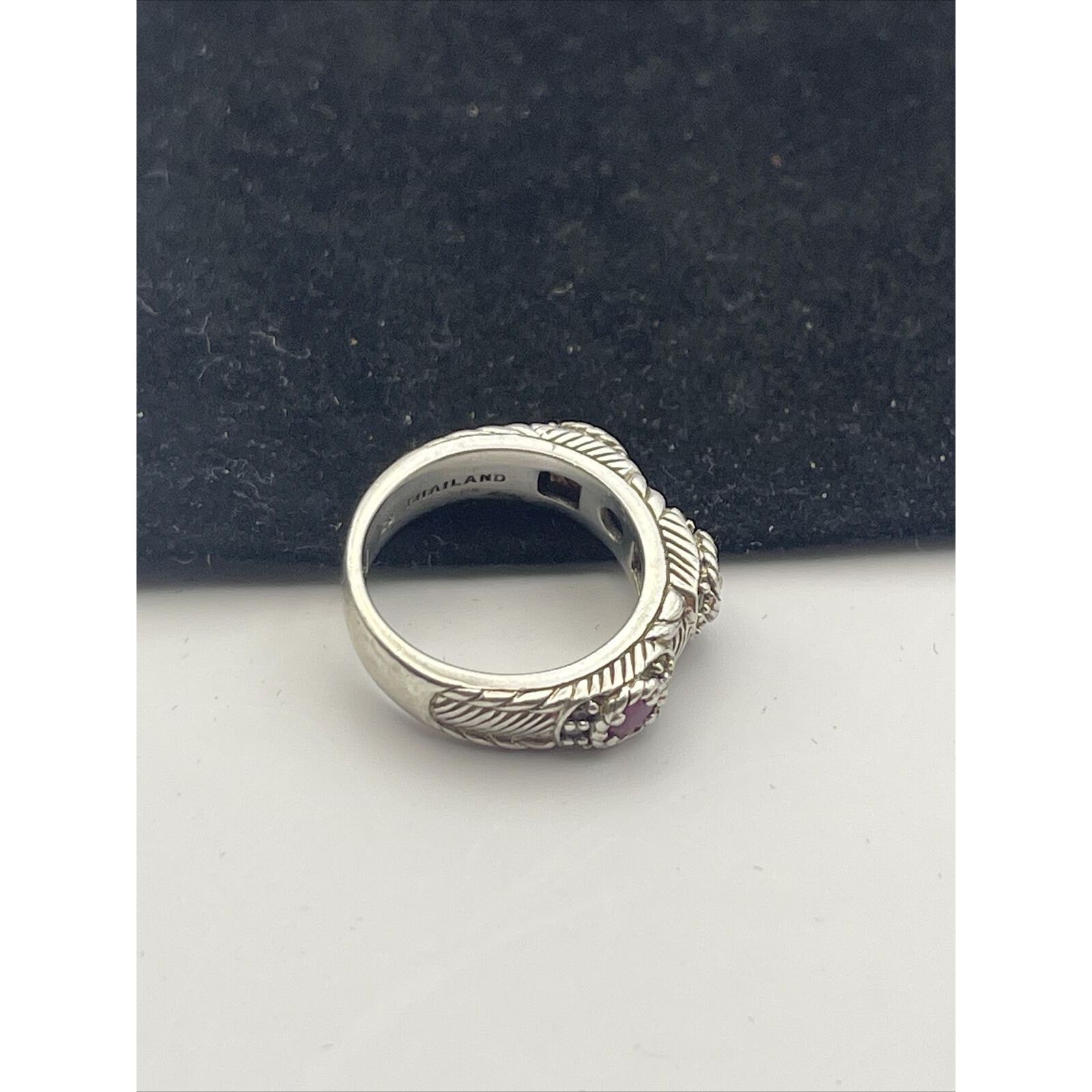Vintage Judith Ripka Ruby Ring Estate Sterling Silver CZ Size 5 Size ONE SIZE - 6 Thumbnail