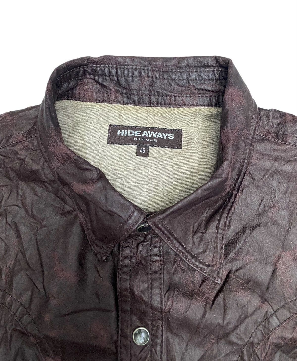 If Six Was Nine 🔥HIDEAWAYS NICOLE WAXED LEATHER BUTTON SHIRT Size US S / EU 44-46 / 1 - 7 Thumbnail