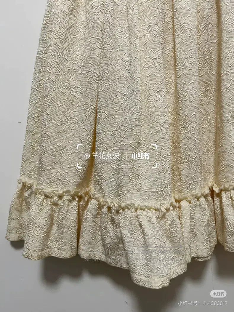 Comme des Garcons Comme Des Garcons Jacquard cute half skirt, cream yellow Size 23" - 2 Thumbnail