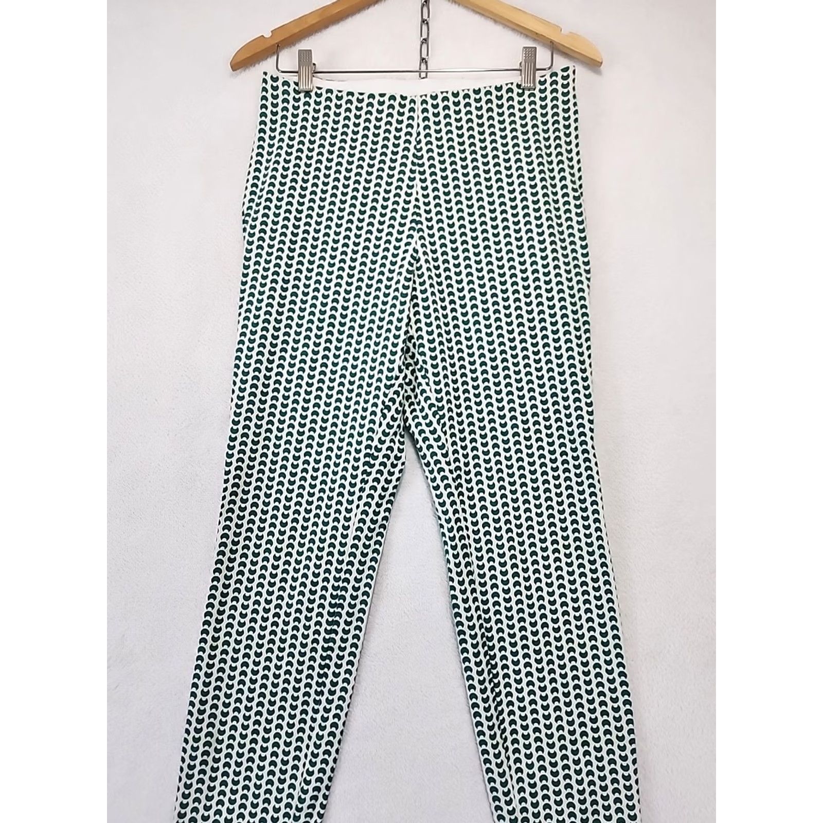 Vintage A New Day Women Pants Green White Geometric Skinny Ankle High Rise Flat Front Slimming Size 8 Casual Size 30" / US 8 / IT 44 - 3 Thumbnail