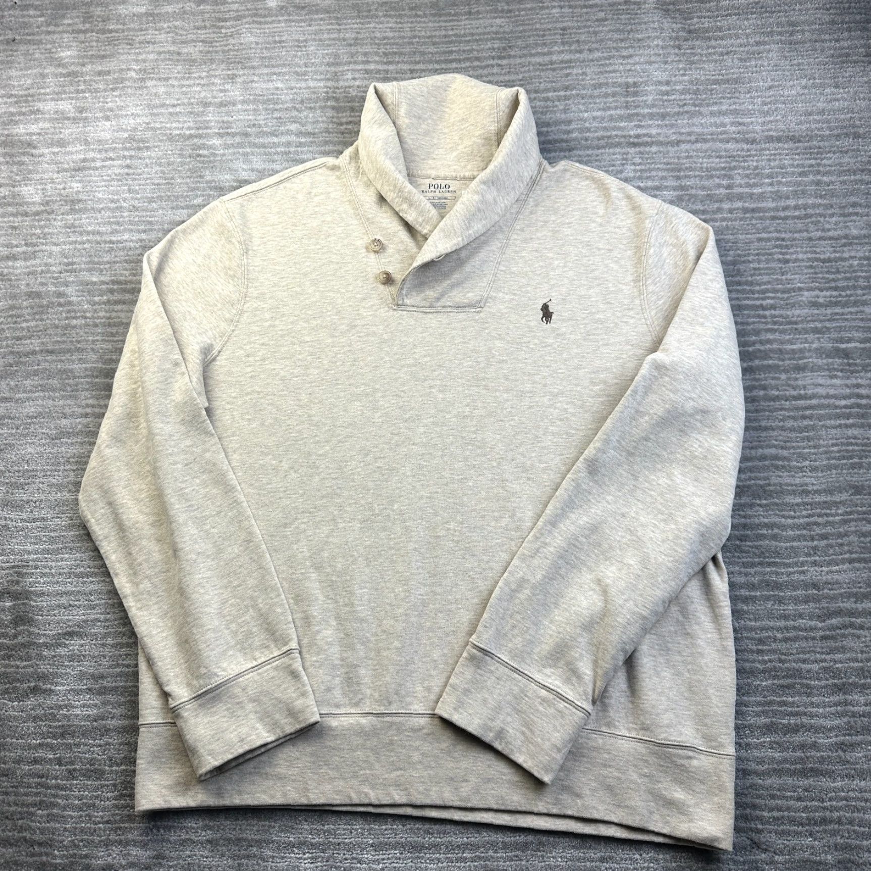 Polo Ralph Lauren Polo Ralph Lauren Sweater Mens Large Beige Tan Embroidered Pony Shawl Collar Knit Pullover Size US L / EU 52-54 / 3 - 2 Thumbnail