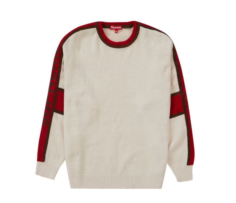 Supreme supreme cream stripe chenille sweater Size US L / EU 52-54 / 3 - 1 Thumbnail