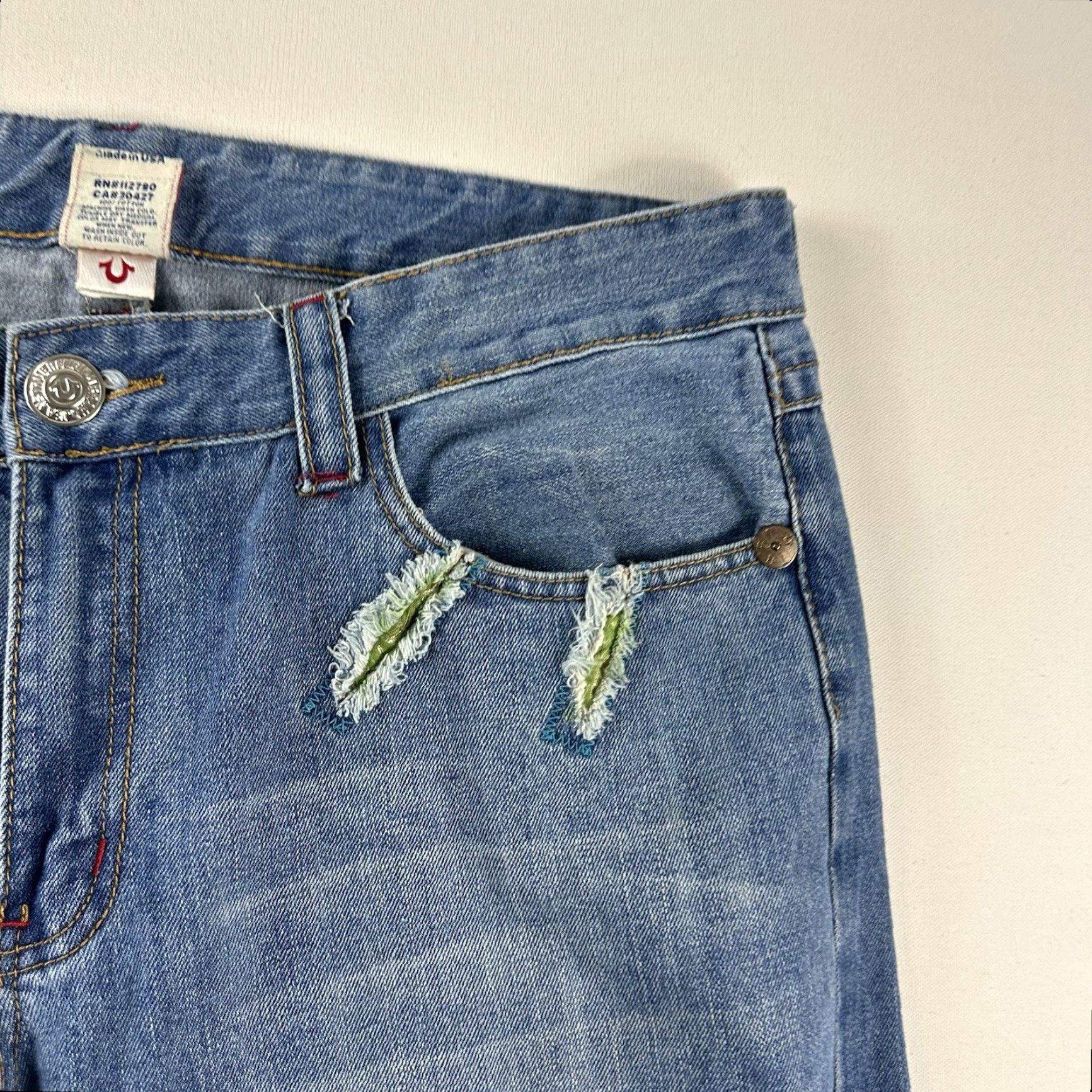 True Religion Jeans Distressed Baggy Straight 40x33 Mens Blue Hip Hop 5-Pocket Denim Y2K World Tour Bobby Big T