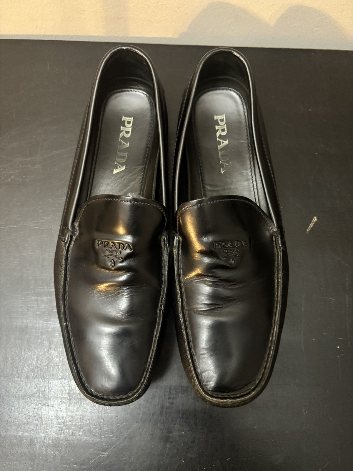 Prada Prada Saffiano Patent Leather Driving Loafer Black Size US 9 / EU 42 - 2 Thumbnail