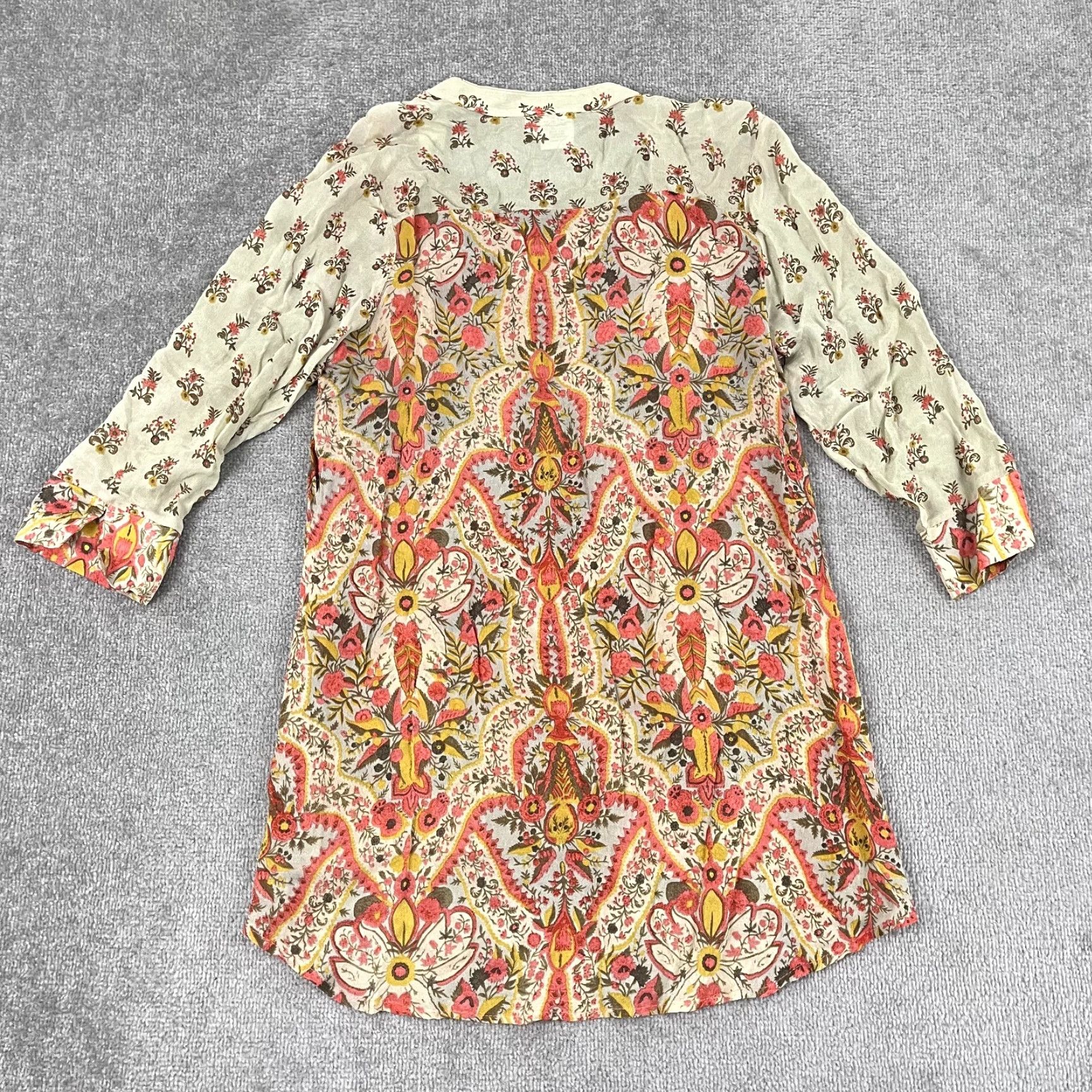 Vintage Parsley & Sage Floral Tunic Shirt Women’s Large Red V-Neck Button-Up Sheer Rayon Casual 3/4 Sleeve Size L / US 10 / IT 46 - 7 Thumbnail