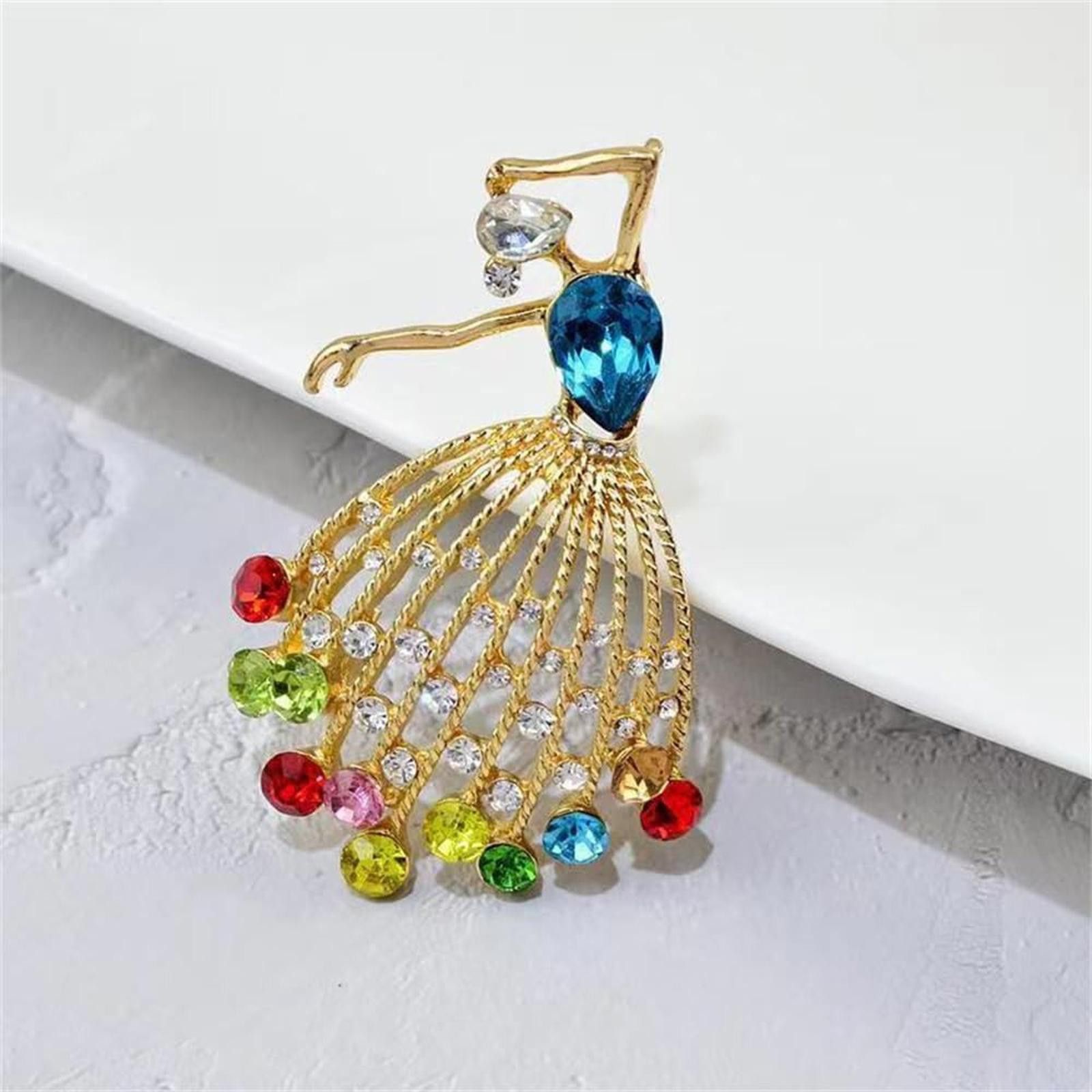 Designer Dancing Girl Brooch Pins Elegant Rhinestones Ballet Dancer Size ONE SIZE - 4 Thumbnail