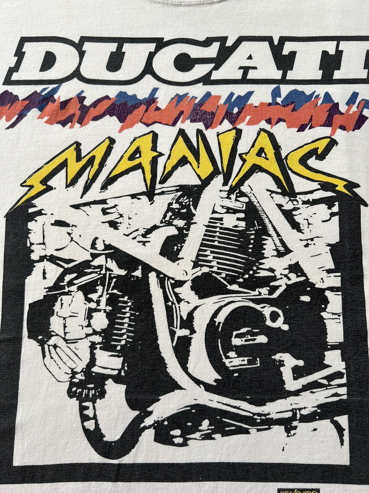 Vintage Vintage 90s Ducati Maniac Motorcycle Bike Racing White Tee Size US L / EU 52-54 / 3 - 4 Thumbnail