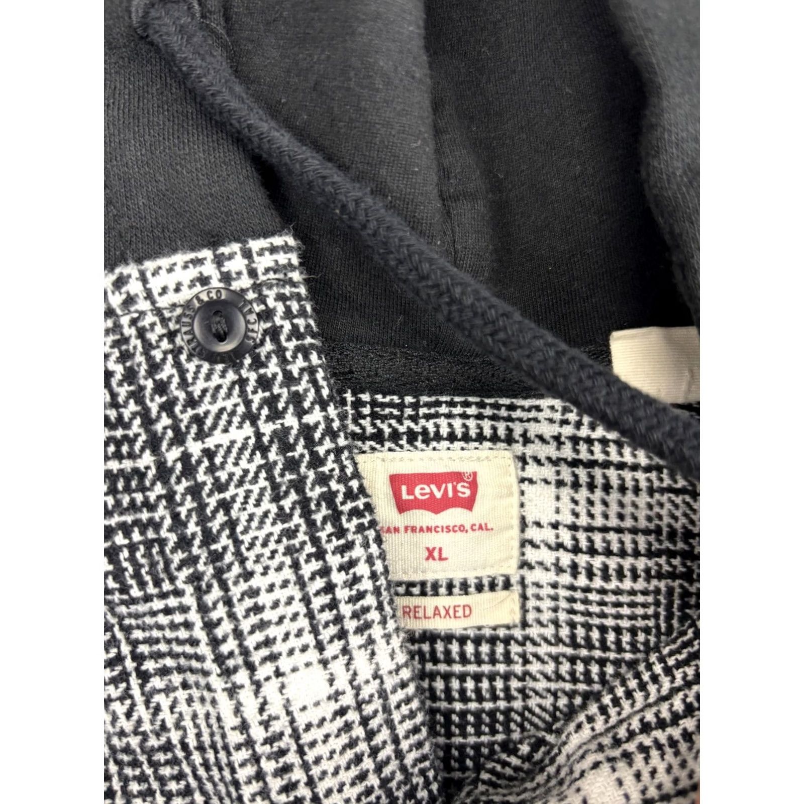 Levi's Levi's Shirt Mens XL Gray Plaid Hooded Flannel Relaxed Button-Front Jacket Shacket Pocketed Gathered Front Size US XL / EU 56 / 4 - 2 Thumbnail