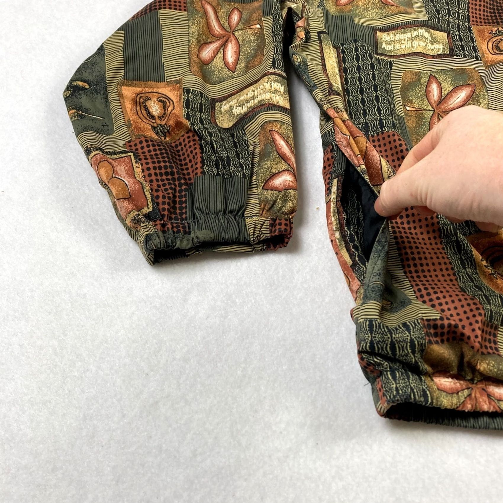 Vintage Sunice Golf Jacket Women's L Pullover Windbreaker Nature Pattern Snap Button Green Floral Leaves Casual Boyfriend Regular Size L Womens Size L / US 10 / IT 46 - 2 Thumbnail