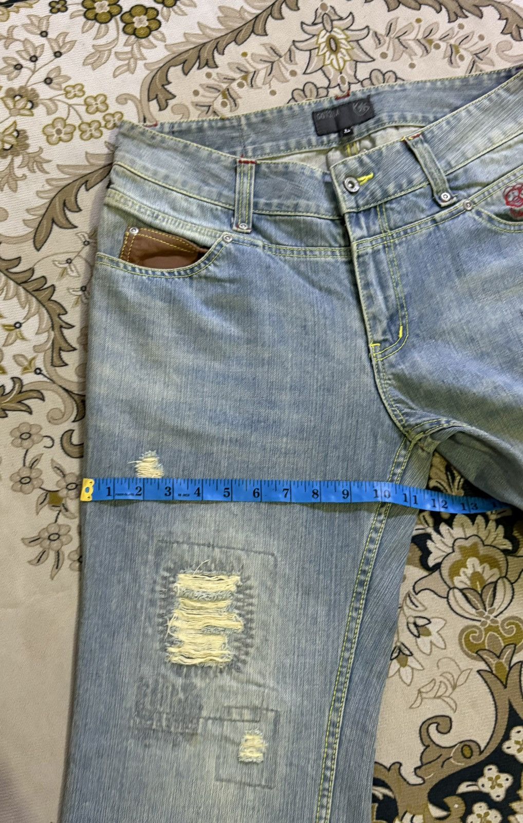 Gotcha × Vintage Vintage Japanese Brand Gotcha Back Side Leather Pocket Denim Size US 31 - 22 Thumbnail