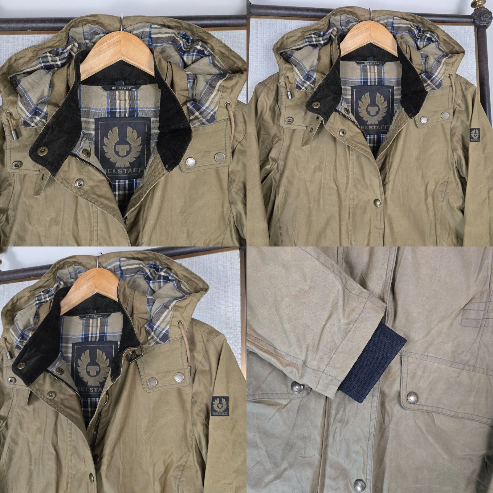 Belstaff VINTAGE Belstaff Womens Large Waxed Cotton Hooded Fishtail Parka Jacket Coat Size L / US 10 / IT 46 - 10 Thumbnail