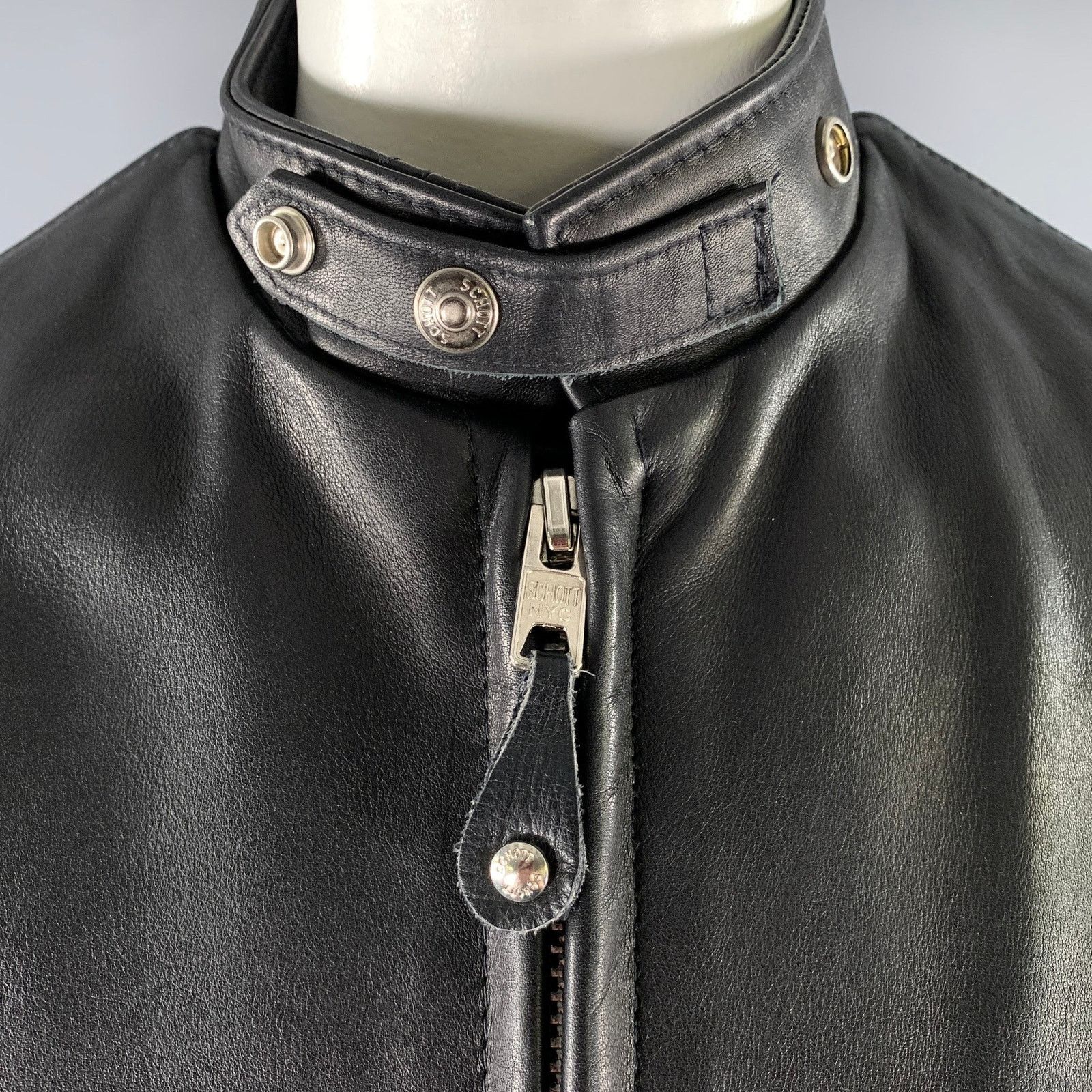 Schott SCHOTT Size 46 Black Leather Moto Racer Jacket Size US XL / EU 56 / 4 - 2 Thumbnail
