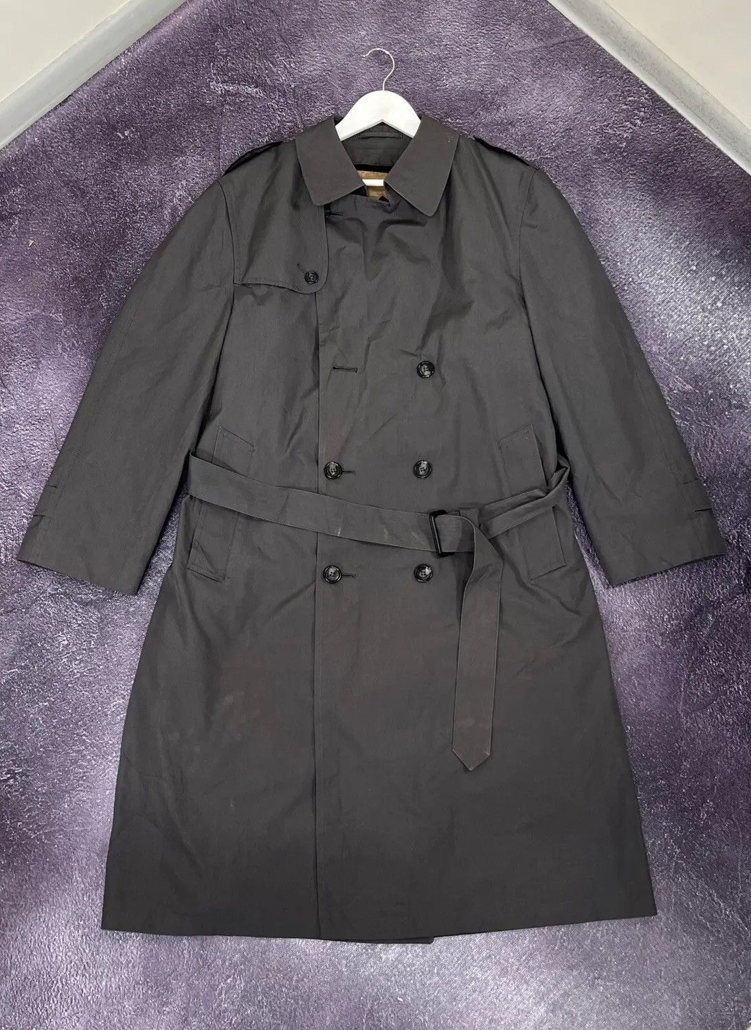 image of Christian Dior Monsieur x Dior Vintage Christian Dior Luxury Dark Grey Belted Trench Coat (Size Lar