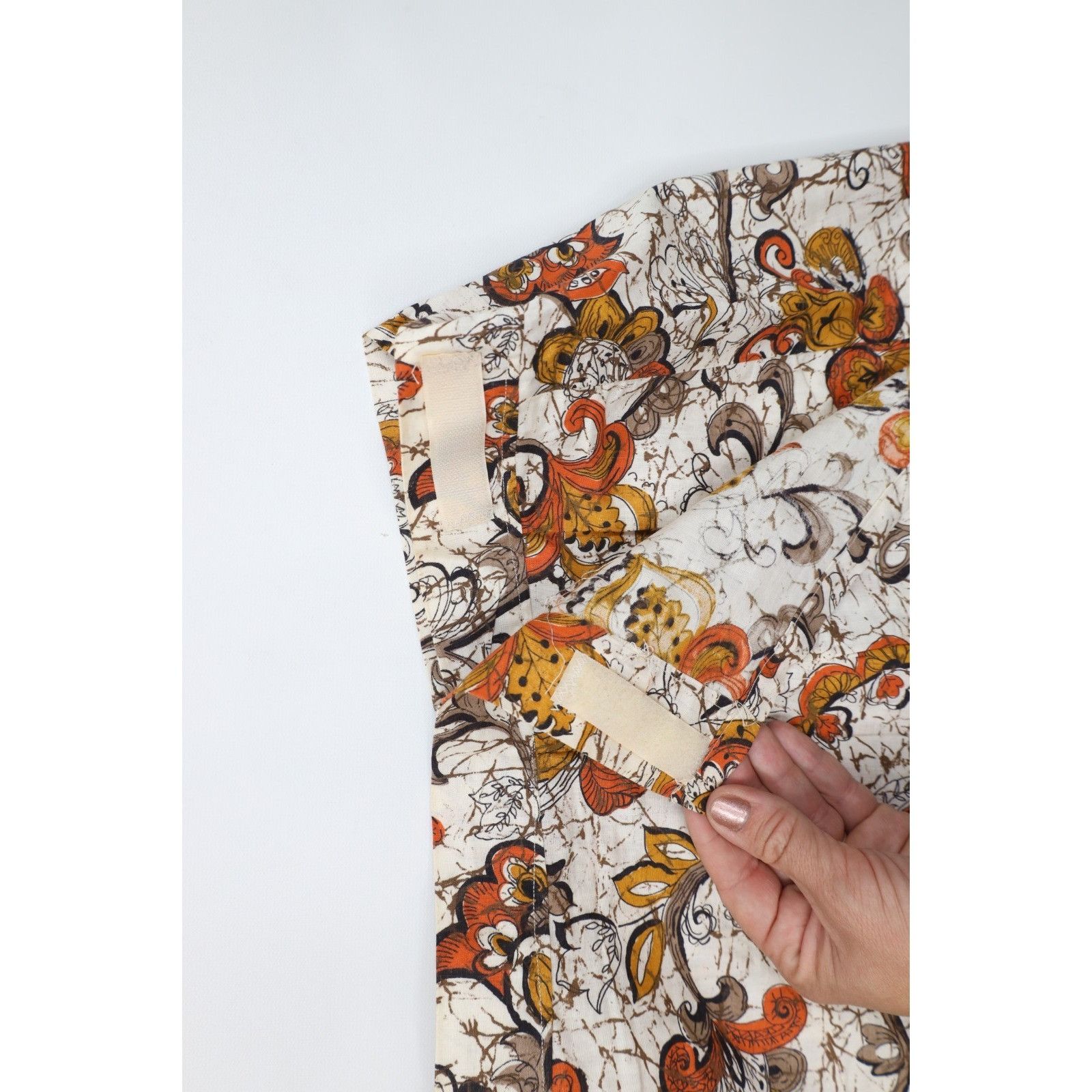 Vintage Vintage 60s 70s Barkcloth Bark Cloth Paisley Flower Skirt Size 25" / US 0 / IT 36 - 6 Thumbnail
