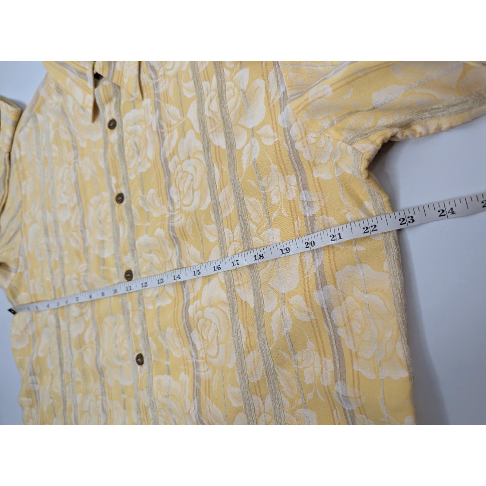 Vintage Georg Roth Mens Button Shirt XL Floral Rose Yellow Striped Long Sleeve Size US XL / EU 56 / 4 - 6 Thumbnail