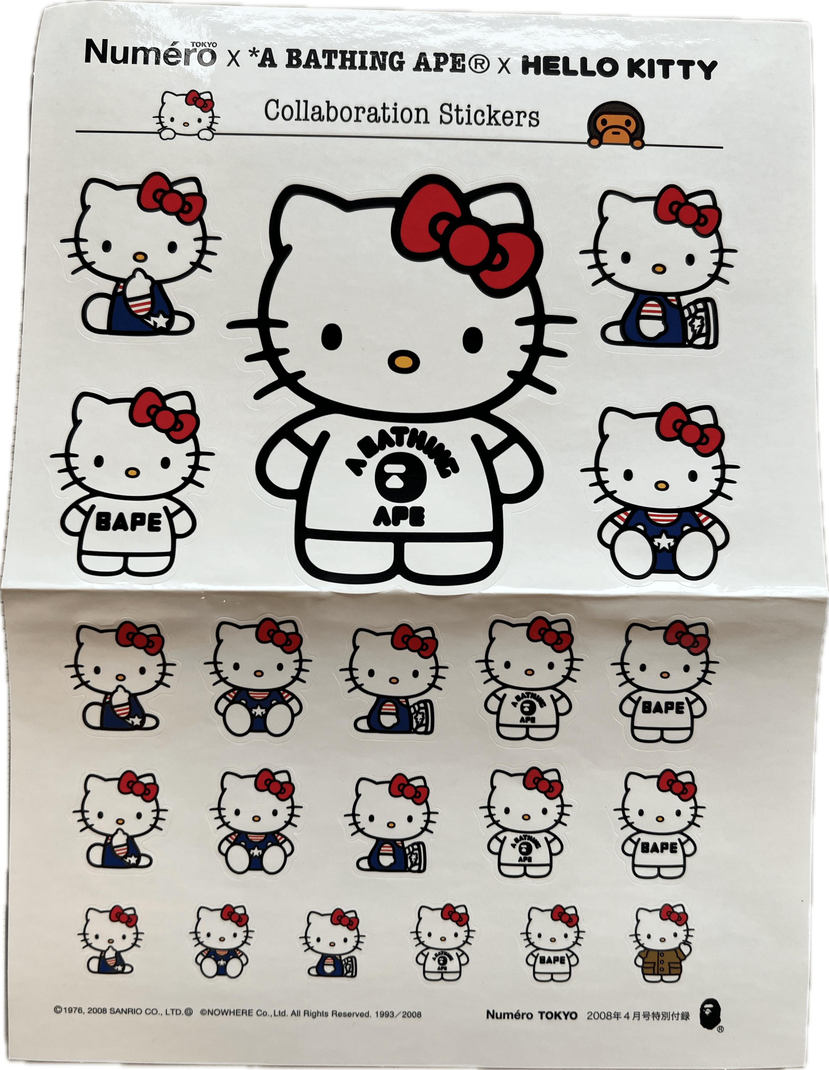 Bape A Bathing Ape x Hello Kitty x Numéro Sticker Sheet Size ONE SIZE - 1 Thumbnail