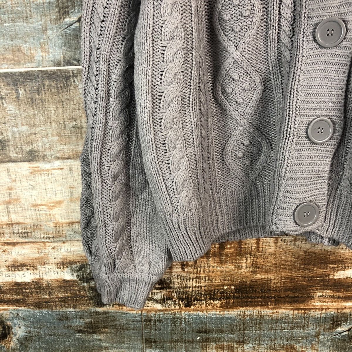 Aran Isles Knitwear × Japanese Brand Ehka Shop Grey Cardigan Knitwear #A1951 Size M / US 6-8 / IT 42-44 - 7 Thumbnail
