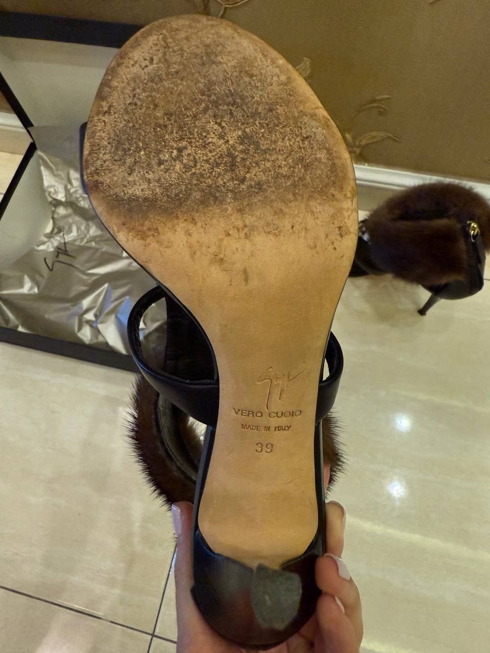 Giuseppe Zanotti Giuseppe Zanotti Jewel Embellished Leather Mink Fur Sandals Size US 9 / IT 39 - 6 Thumbnail