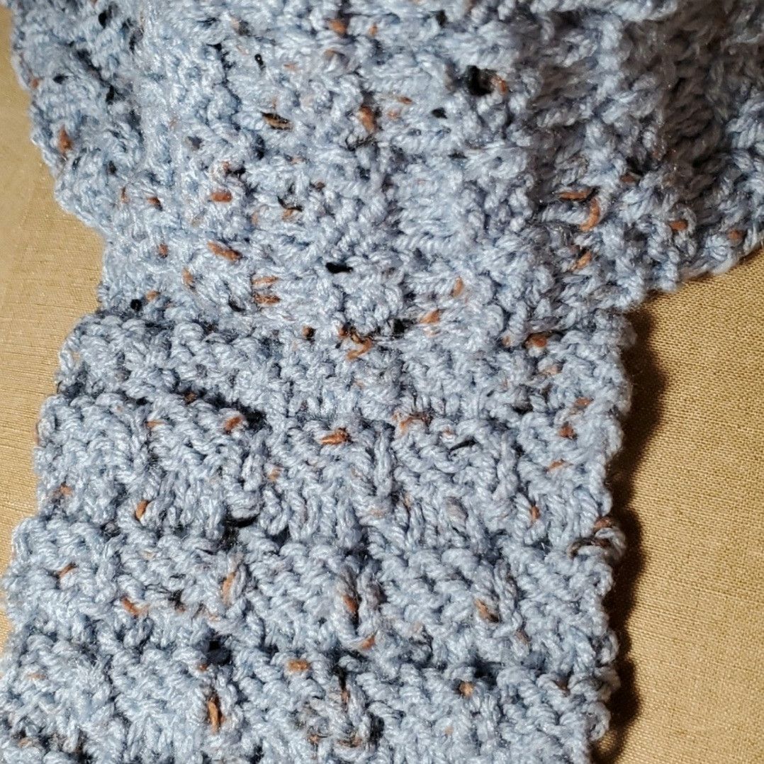 Handmade Handmade 72"x4" Knit Blue Scarf Waffle Stitch Crochet Purl Size ONE SIZE - 6 Thumbnail