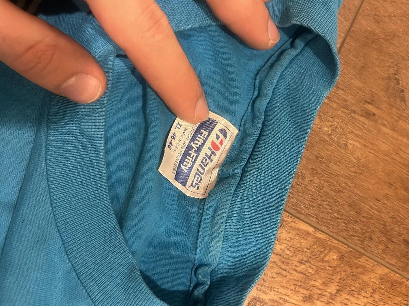 Hanes Vintage 90s Hane's 50-50 Blue Boxy Cropped 22x24 Size US M / EU 48-50 / 2 - 2 Thumbnail
