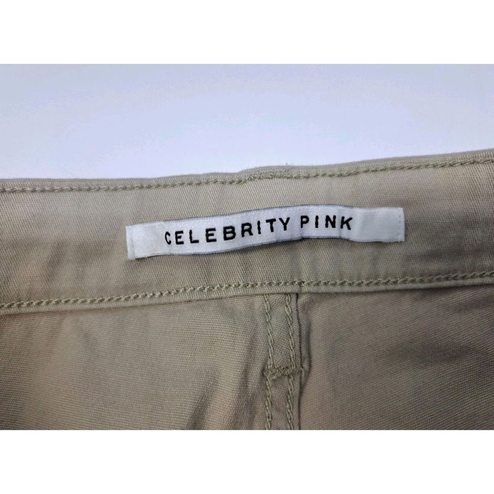 Vintage Celebrity Pink Womens Hi Rise Skinny Cargo Pant Beige 5/27 Size 5 Inseam 27 Denim Cotton Spandex Cargo Pocket Logo Zipper Button Slim Fit Size 27" / US 4 / IT 40 - 5 Thumbnail