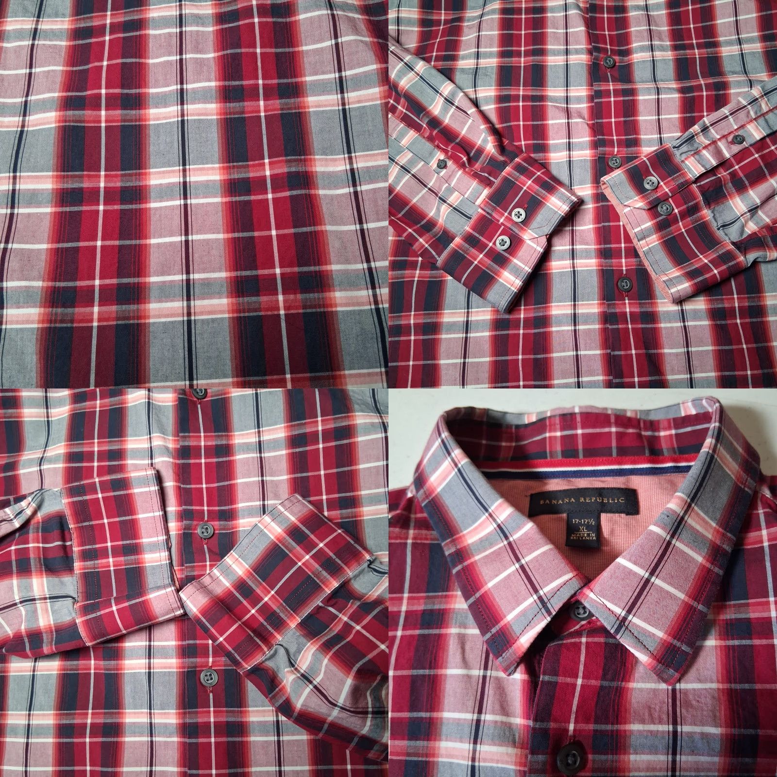 Banana Republic Banana Republic Shirt Men XL Red Plaid Button-Up Long Sleeve Collared Shirt, Button Front, Cotton Blend, Preppy, Office Wear, Business Casual Size US XL / EU 56 / 4 - 9 Thumbnail