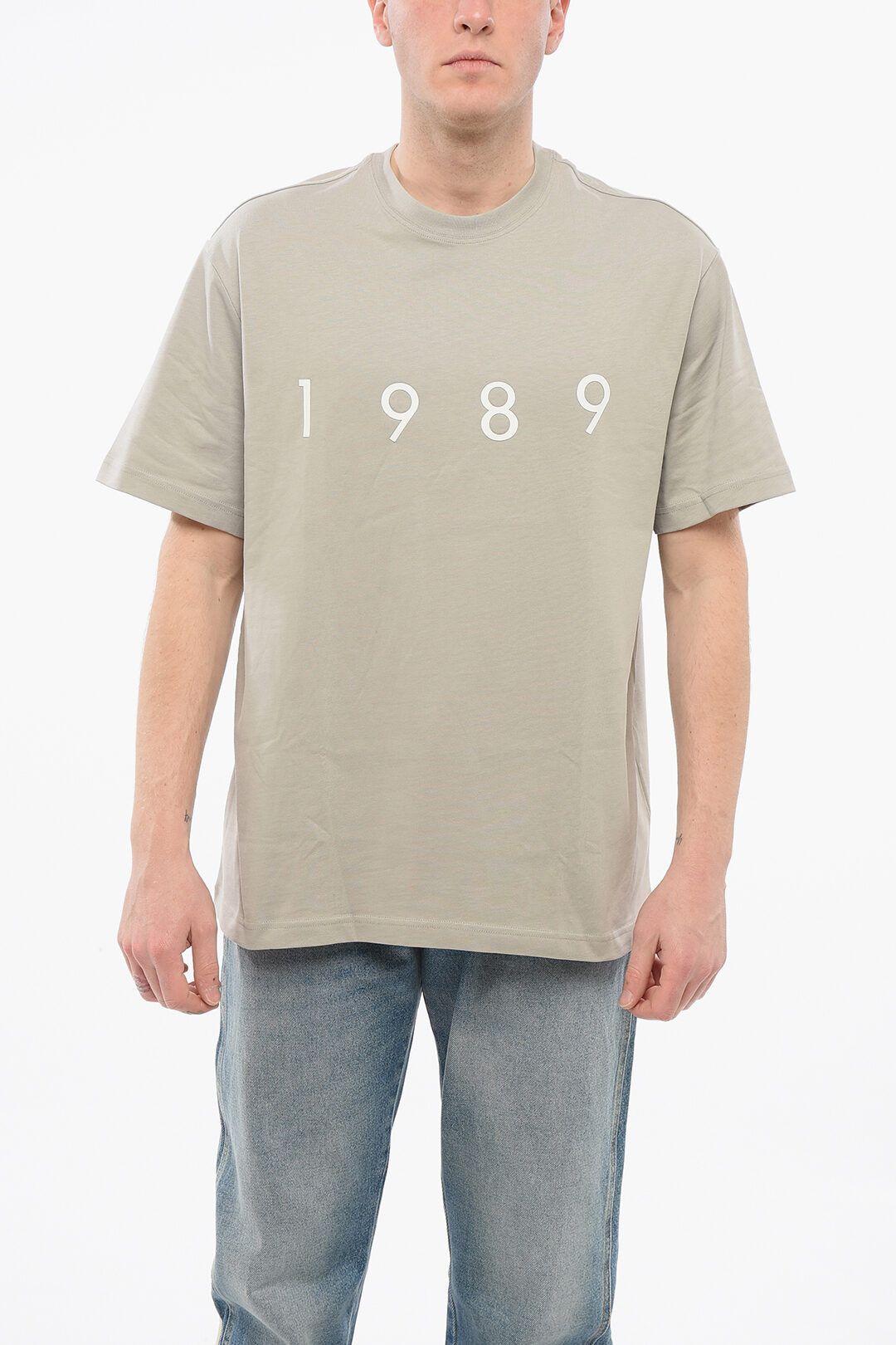 og1mm0725 Crewneck Cotton T-Shirt in Grey