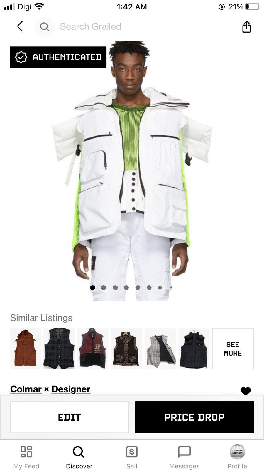 Colmar Colmar A.G.E. by Shayne Oliver White Utility Vest #6509-70 Size US XXL / EU 58 / 5 - 24 Thumbnail